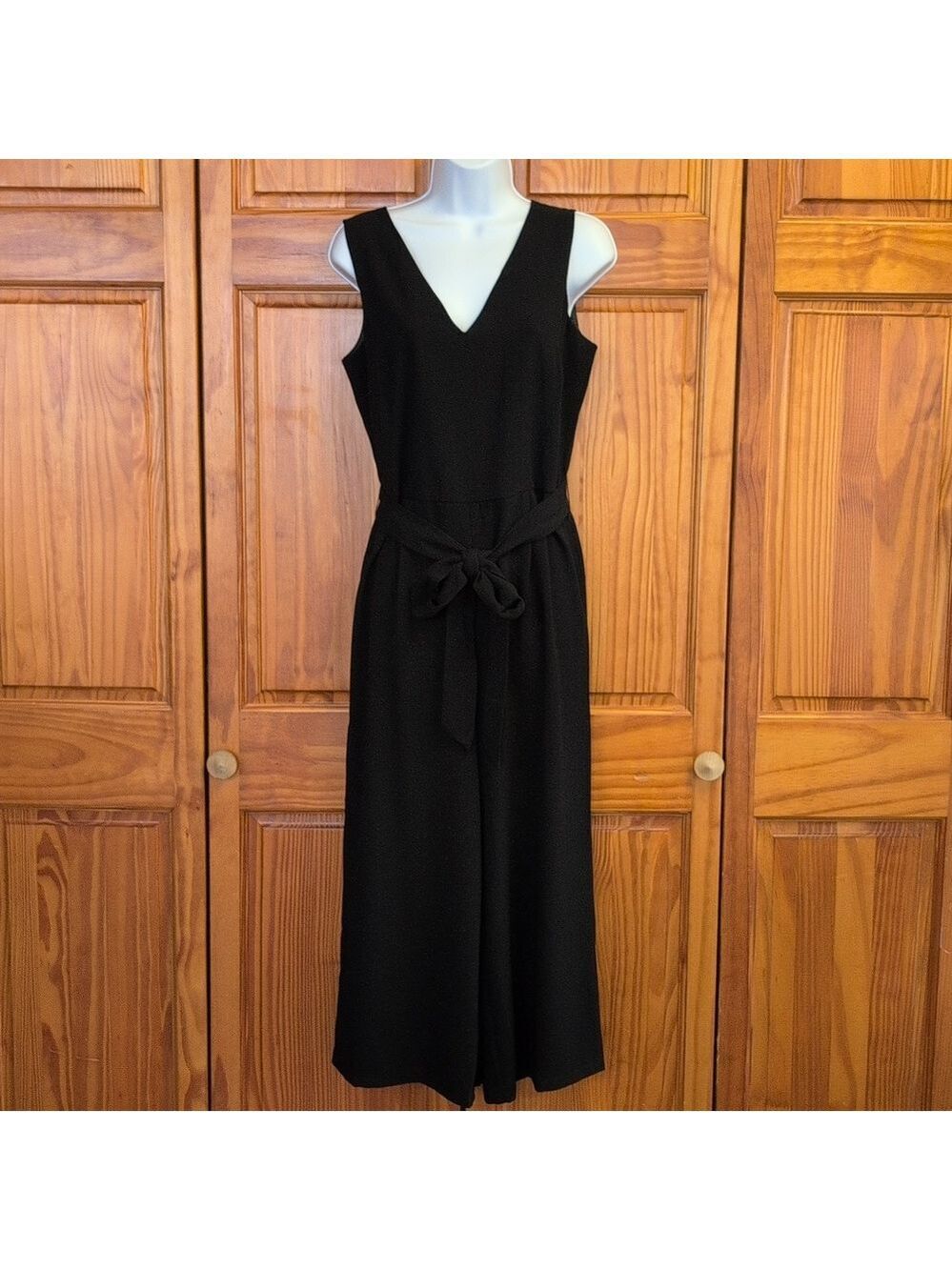 Mud Pie Adelynn V Neck V Back Black Tank Jumpsuit Wide Leg S
